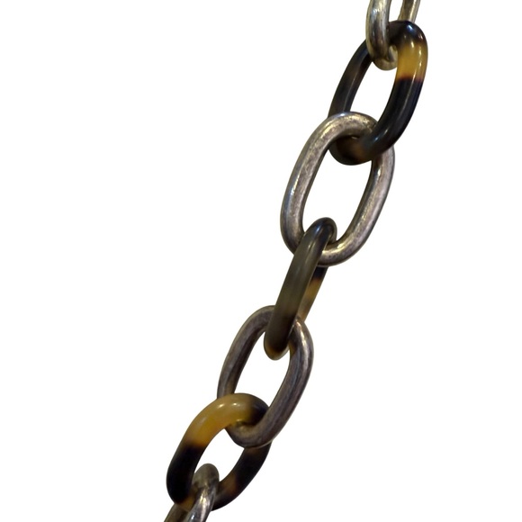 Vintage OOAK Ralph Lauren Faux Tortoise Silver tone Necklace Pendant - Picture 3 of 9